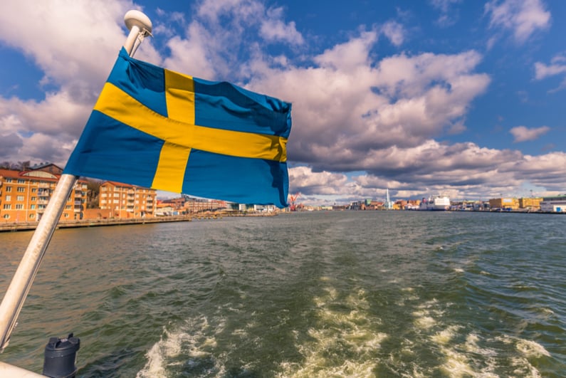 Flag of Sweden in Gothenburg, Sweden