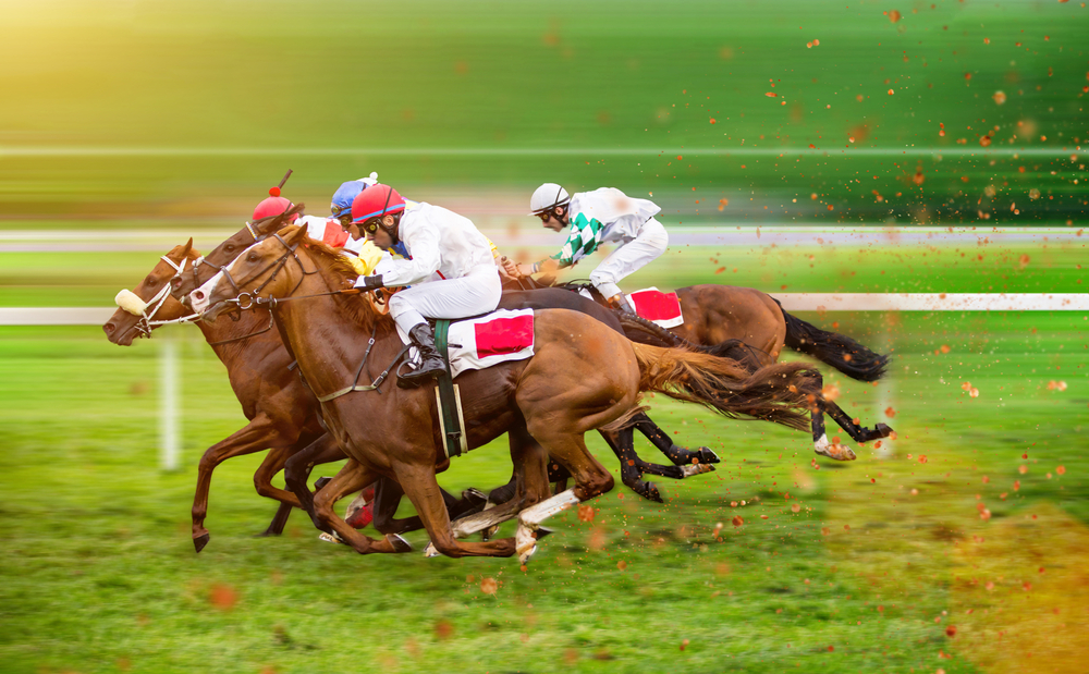 jockeys on horses during a race