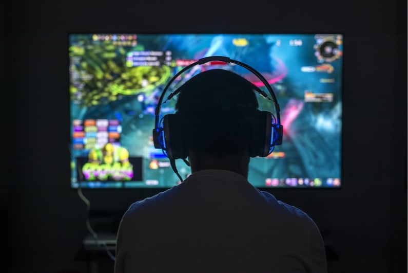 Young person playing video games