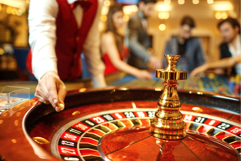 Casino roulette croupier