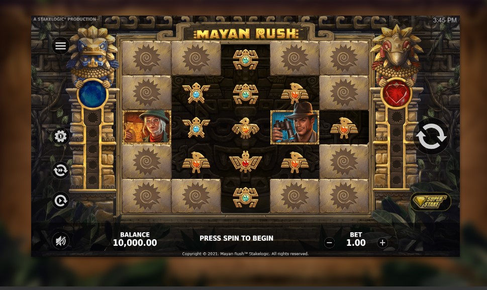 Mayan Rush slot reels by StakeLogic