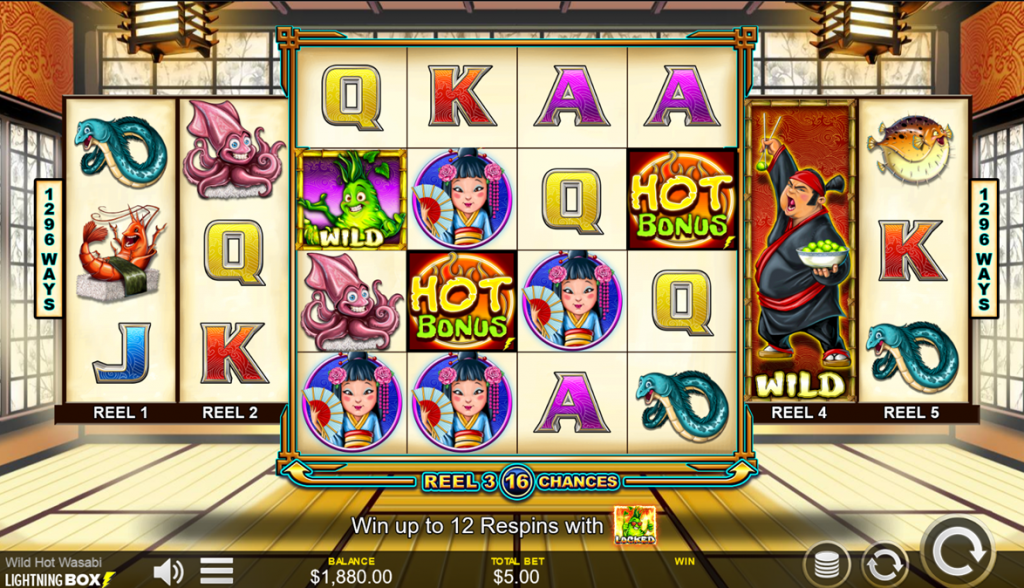 Wild Hot Wasabi slots reels by Lightning Box