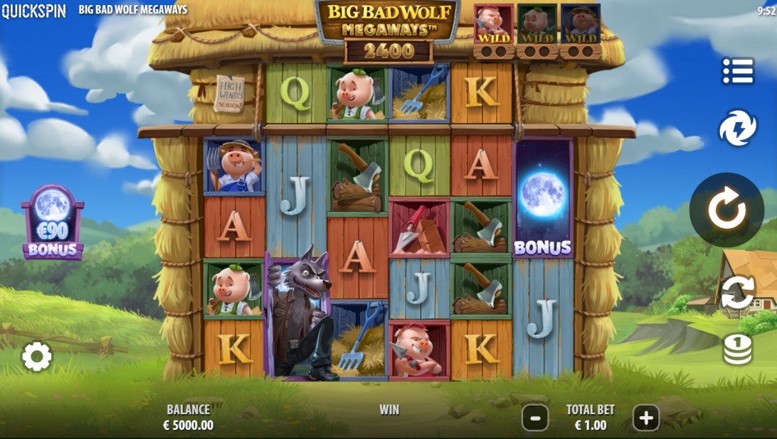 Big Bad Wolf Megaways slot reels by Quickspin