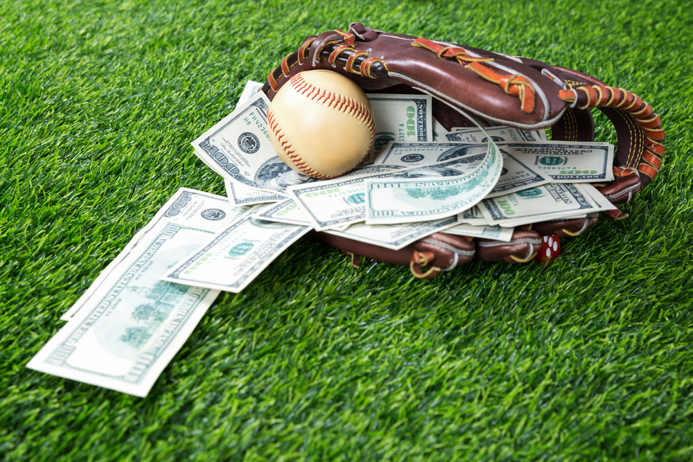 Baseball glove with money