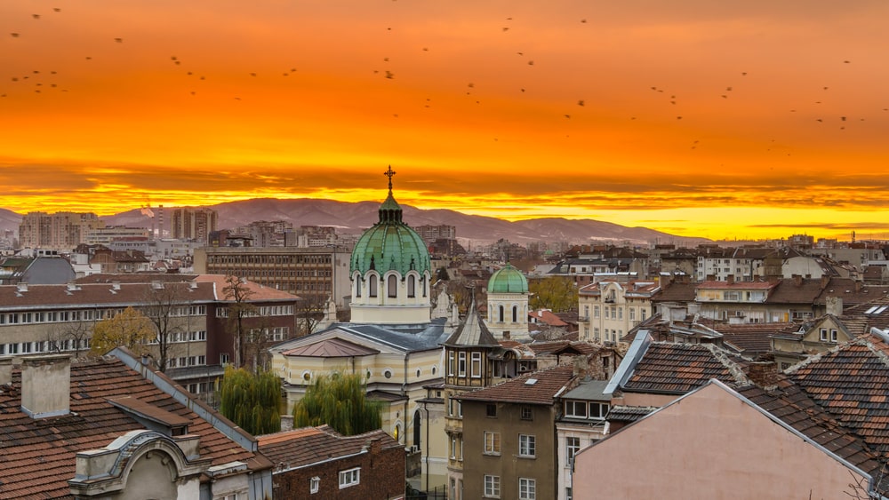 Sunset in Sofia Bulgaria