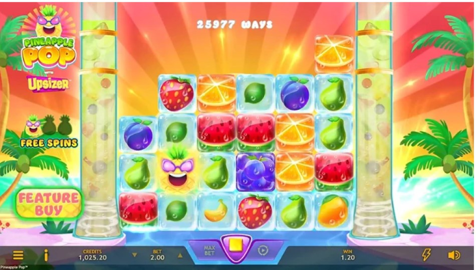 Pineapple Pop slot reels by Neon Valley Studios